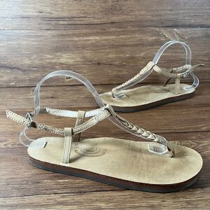 Rainbow T-Street Brown Leather Braided Sandals Women’s Size 8 (L) Shoes Flats